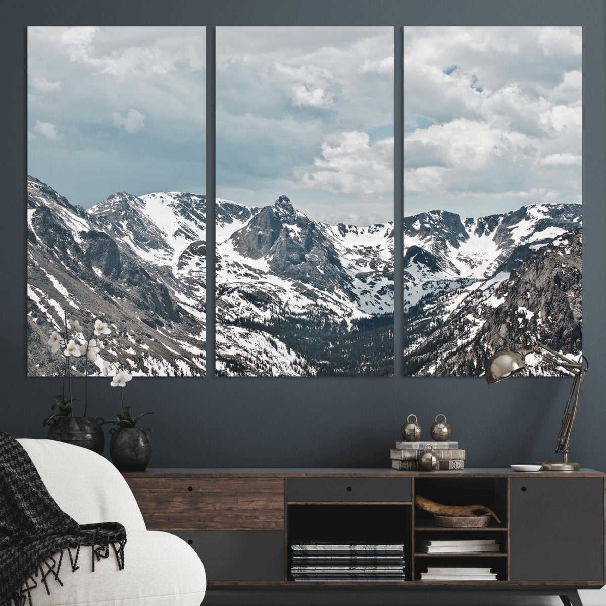 Snowy Peaks Wall Art Canvas Print – Alpine Wilderness