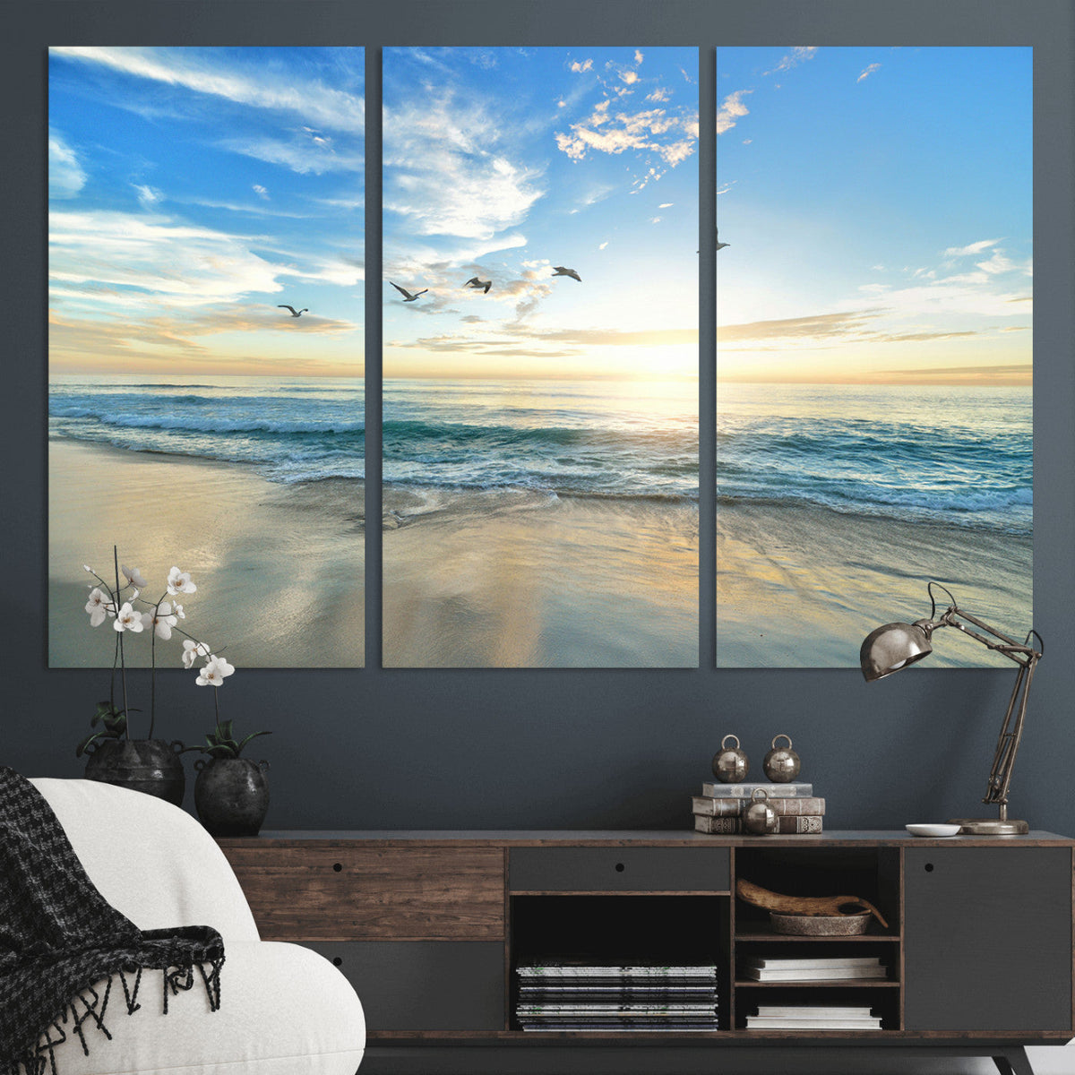 Minimalist Seaside Wall Art Canvas Print – Morning Glow