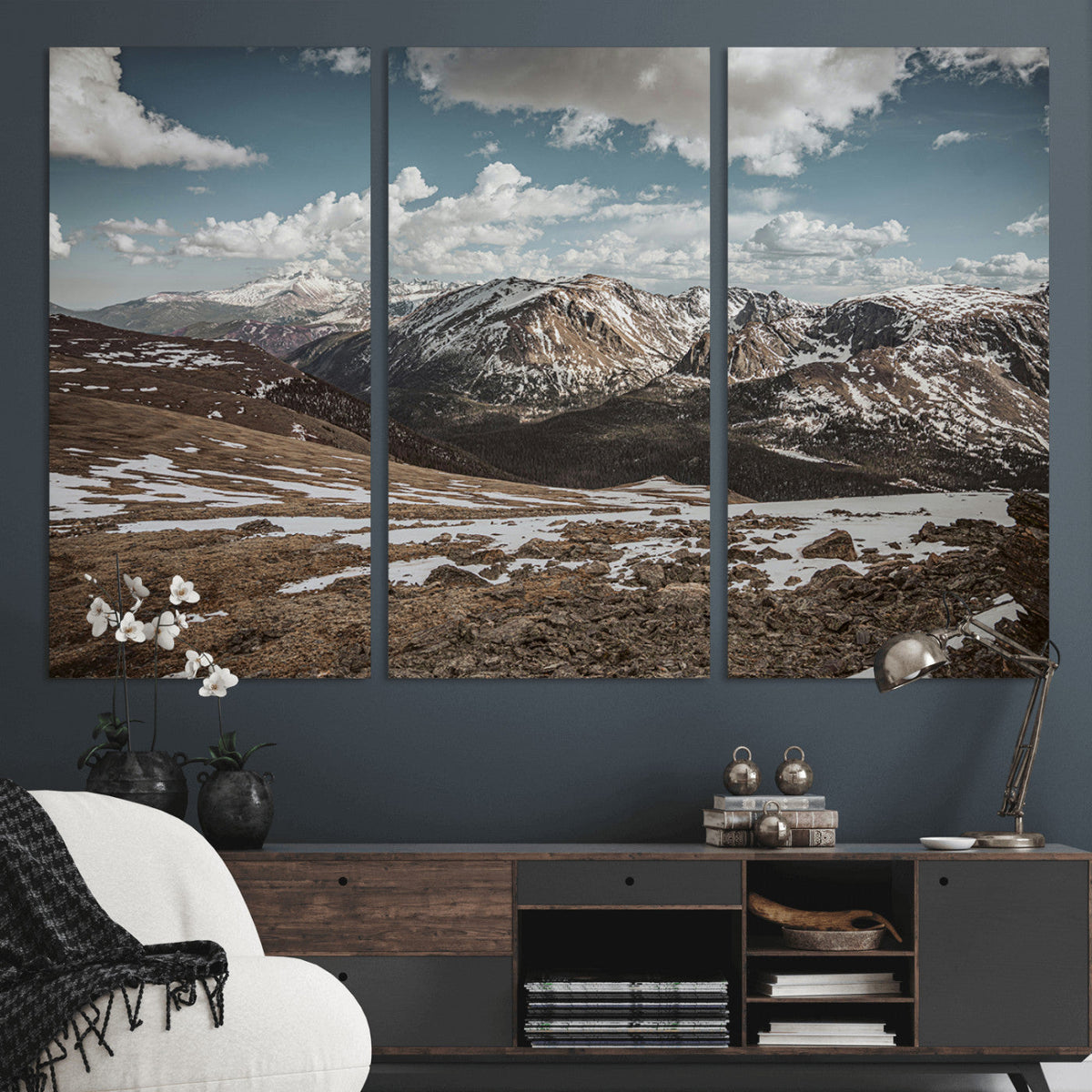 Mountain Landscape Wall Art Canvas Print – Framed Snowy