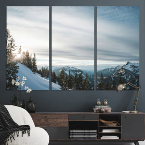 Snowy Mountain Wall Art Canvas Print – Frosty Peaks Alpine