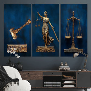 Lady Justice Wall Art Canvas Print – Elegant Gold Legal