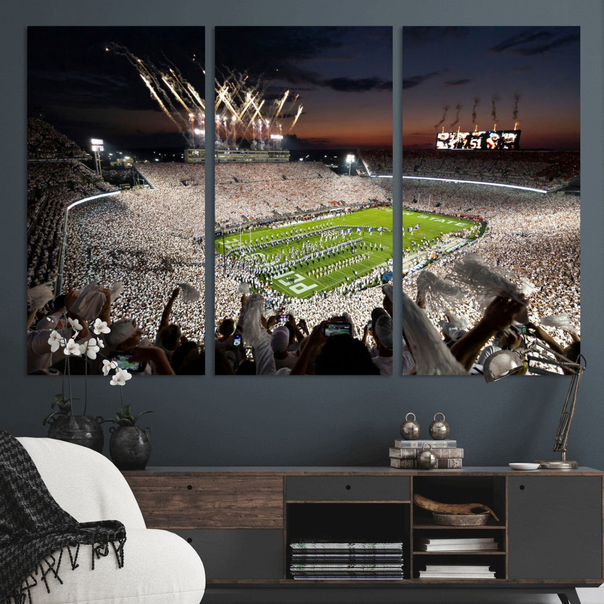 Penn State Stadium Wall Art – White Out Football Game Canvas