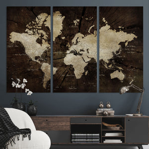 World Map Wall Art Canvas Print – Framed Travel Map Wall Art