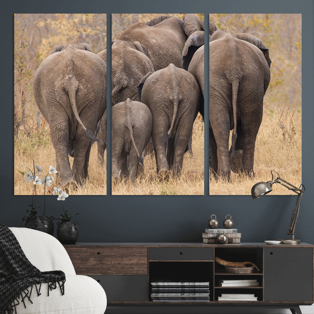 Wild Elephant Wall Art Canvas Print