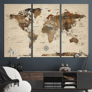 World Map Canvas Print – Framed Detailed Map of the World