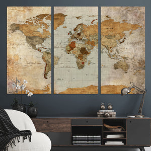 World Map Canvas Print – Detailed Map of the World Wall Art