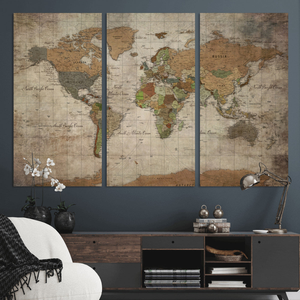 World Map Canvas Print – Framed Travel Map Wall Art for