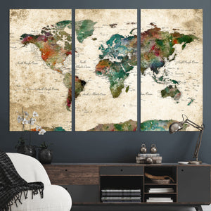 World Map Canvas Print – Framed Detailed Map of the World