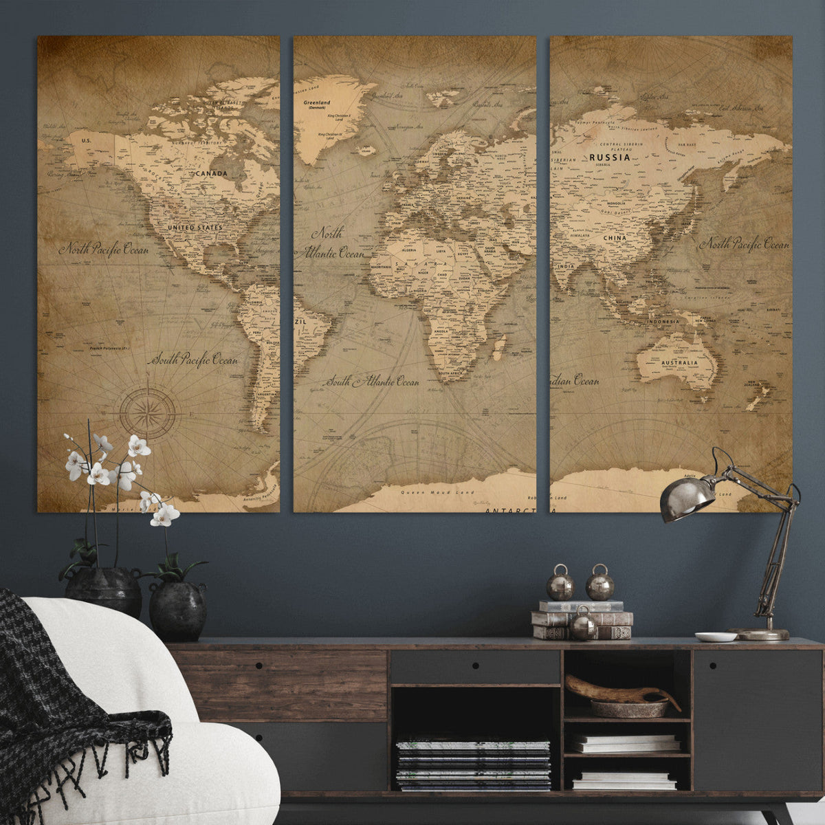 World Map Canvas Print – Framed Travel Map Wall Art for