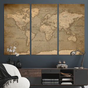 World Map Canvas Print – Framed Travel Map Wall Art for