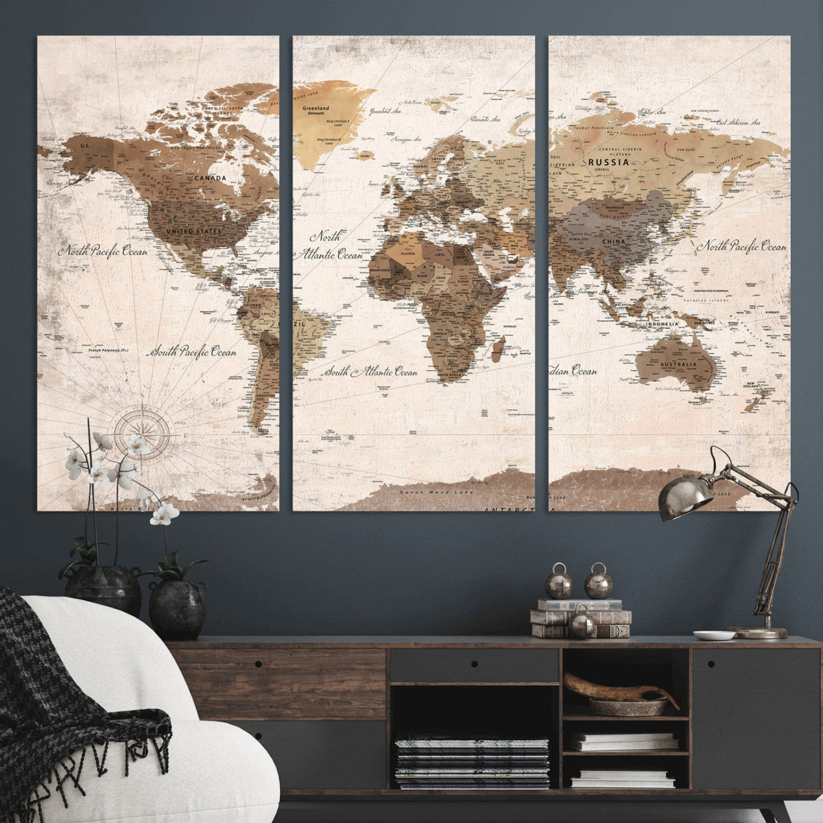 World Map Canvas Print – Framed Travel Map Wall Art for