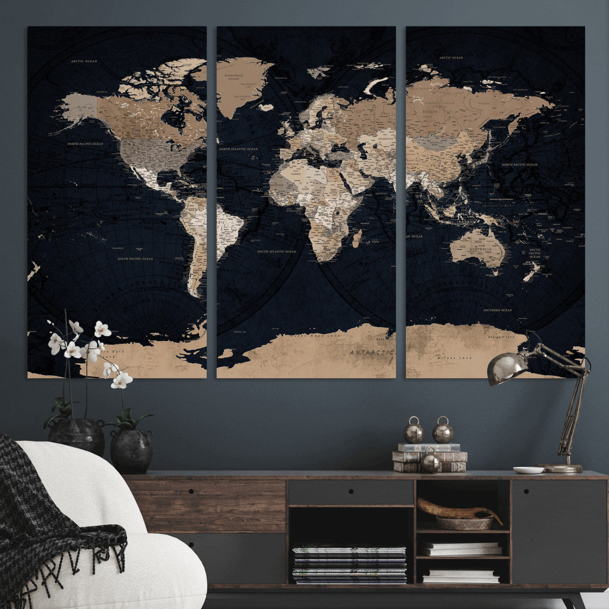 Grunge Wall Art World Map Canvas Print