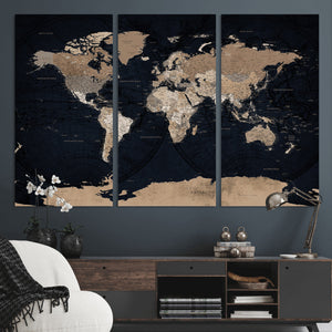 Grunge Wall Art World Map Canvas Print