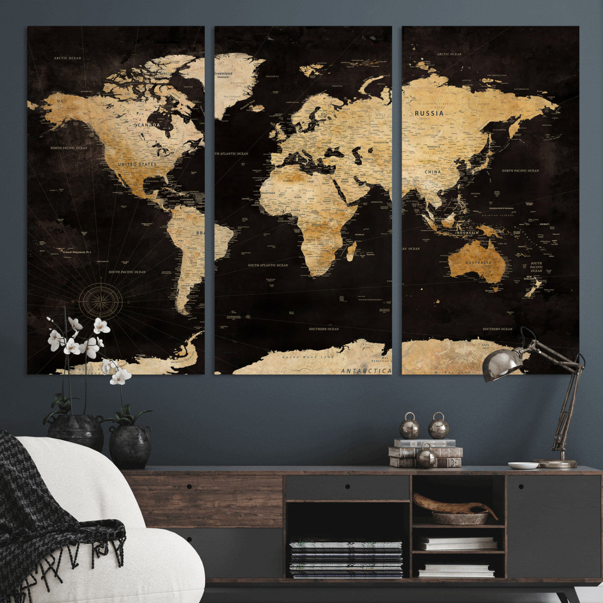 Extra Large World Map Canvas Print – Detailed Map Classic