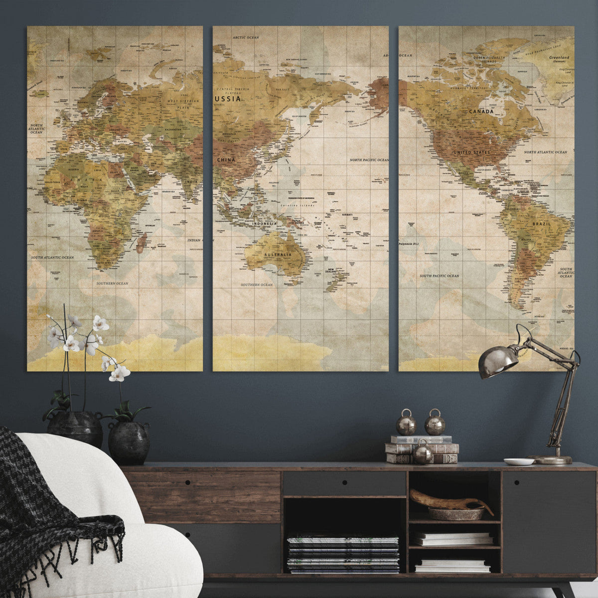 World Map Canvas Print – Detailed Map of the World Wall Art