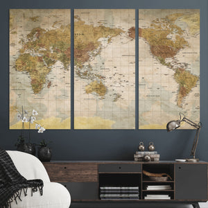 World Map Canvas Print – Detailed Map of the World Wall Art