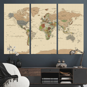 Extra Large World Map Canvas Print – Detailed Map of the