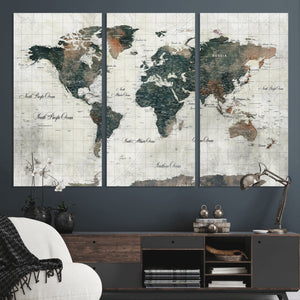 World Map Canvas Print – Framed Travel Map Wall Art for