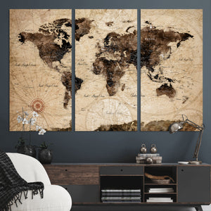 World Map Wall Art Canvas Print