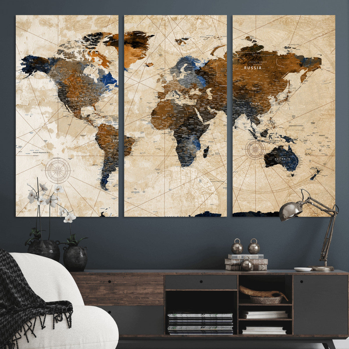 World Map Canvas Print – Framed Travel Map Wall Art for