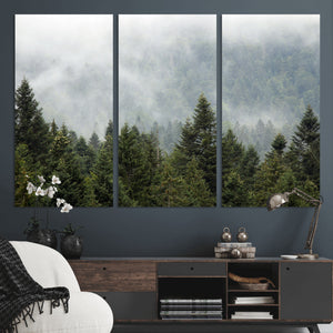 Misty Mountain Forest Wall Art Canvas Print