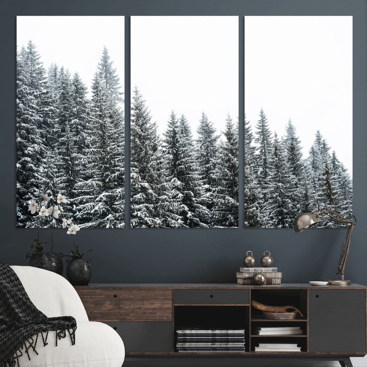 Misty Mountain Forest Canvas Print, Foggy Pine Trees Nature