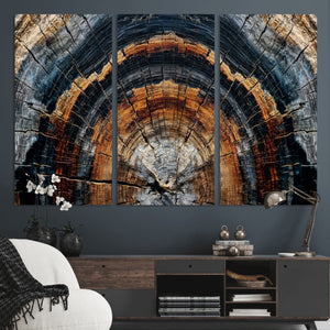 Abstract Wood Grain Canvas Print, Tree Ring Pattern Wall