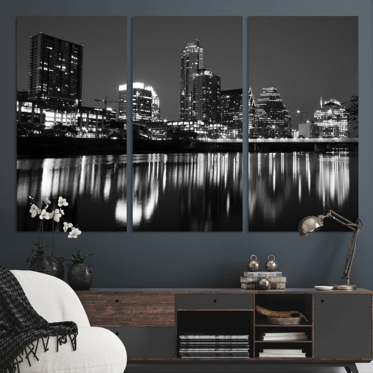 Austin Skyline Wall Art Canvas Print, Austin Downtown Night