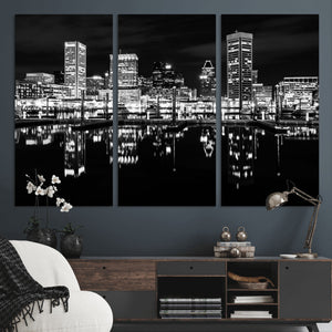 Baltimore Skyline Wall Art Canvas Print, Baltimore Downtown