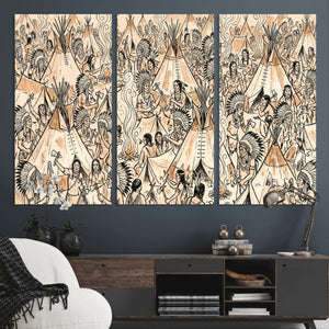 Native American Indian Wall Art Canvas Print - Abstract