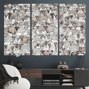 Abstract Texas Cow Wall Art Canvas Print - Farm Longhorn
