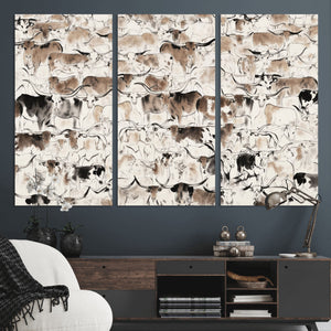 Abstract Texas Cow Canvas Print for Cabin and Western Home