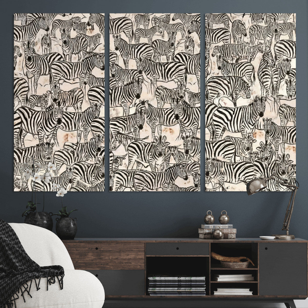 Abstract Zebra Wall Art Canvas Print for Farmhouse Decor