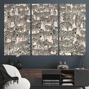 Abstract Zebra Wall Art Canvas Print for Farmhouse Decor