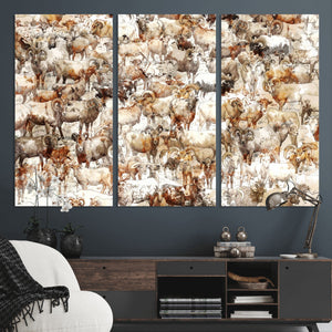 Farmhouse Bighorn Sheep Wall Art Canvas Print - Abstract