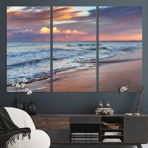 Ocean Sunset Wall Art Canvas Print – Coastal Beach