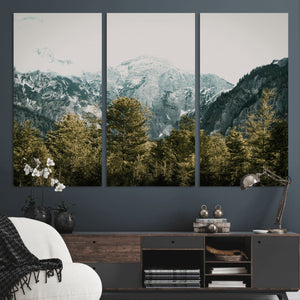 Mountain Forest Wall Art Canvas Print, Alpine Landscape