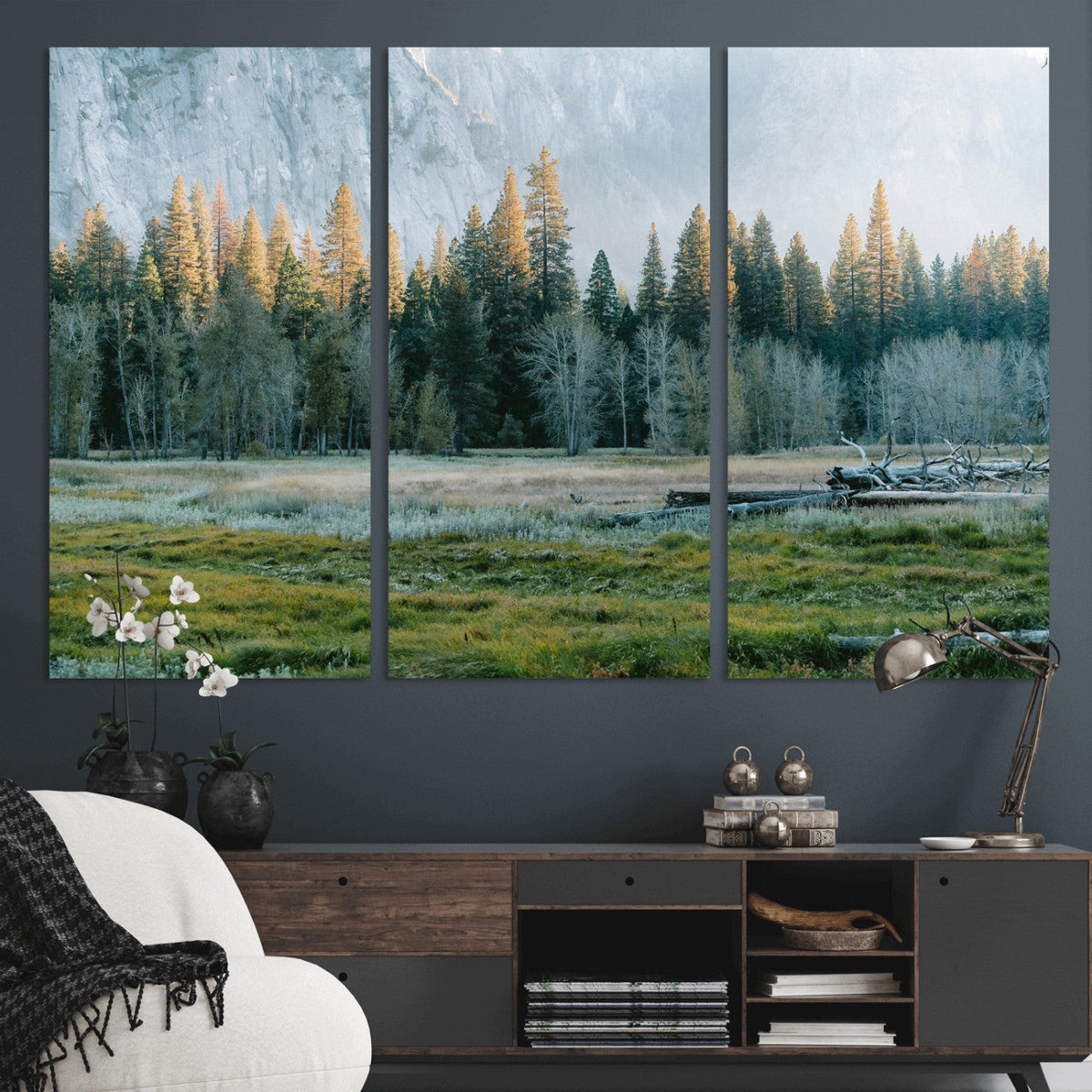 Forest Meadow Wall Art Canvas Print, Pine Tree Landscape