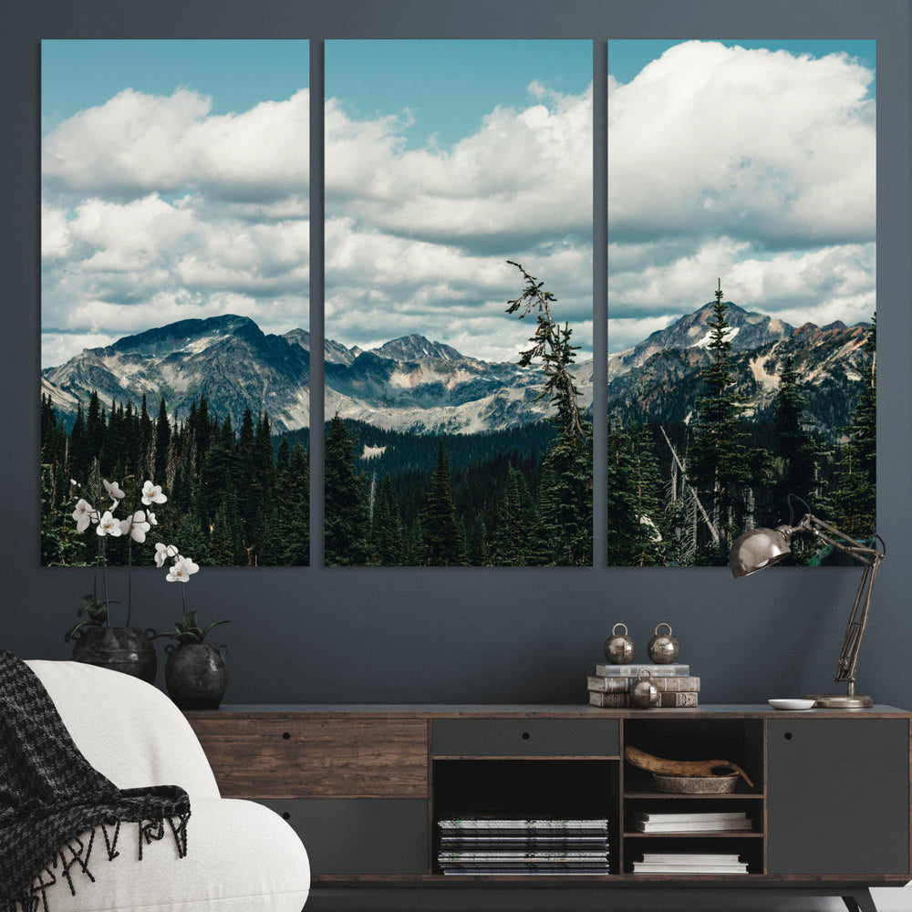 Mountain Forest Wall Art Canvas Print, Alpine Pine Tree