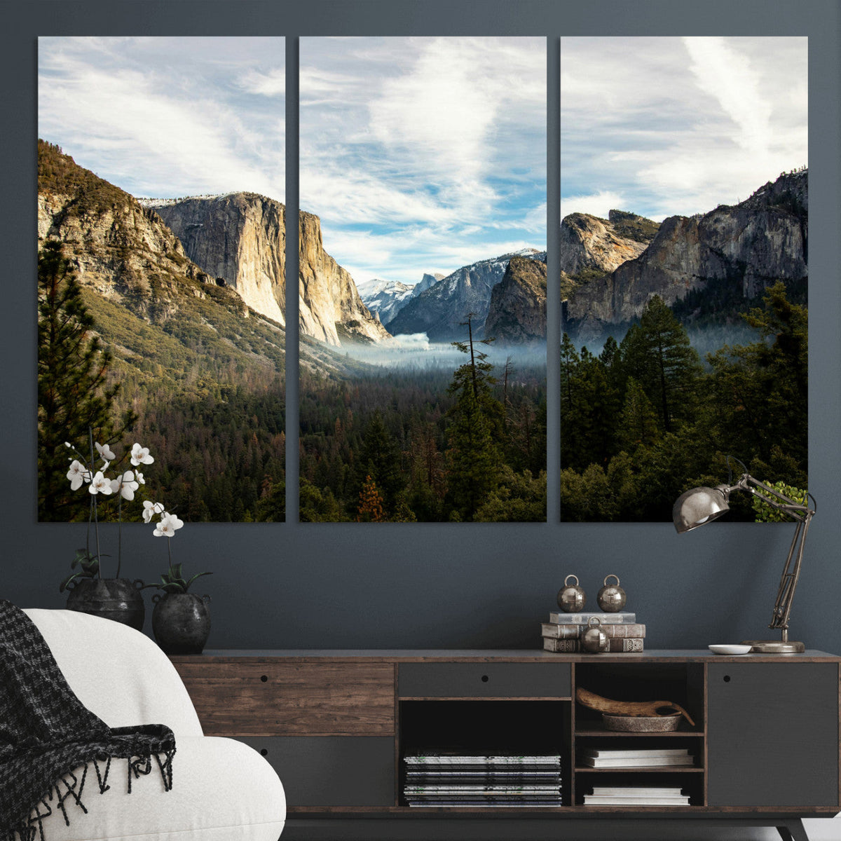 Yosemite Valley Mountain Wall Art Canvas Print, Granite