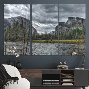Yosemite Valley River Wall Art Canvas Print, Granite Cliffs