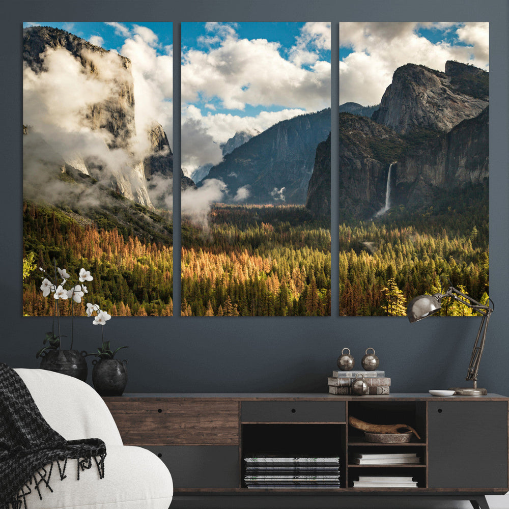 Yosemite Valley River Wall Art Canvas Print