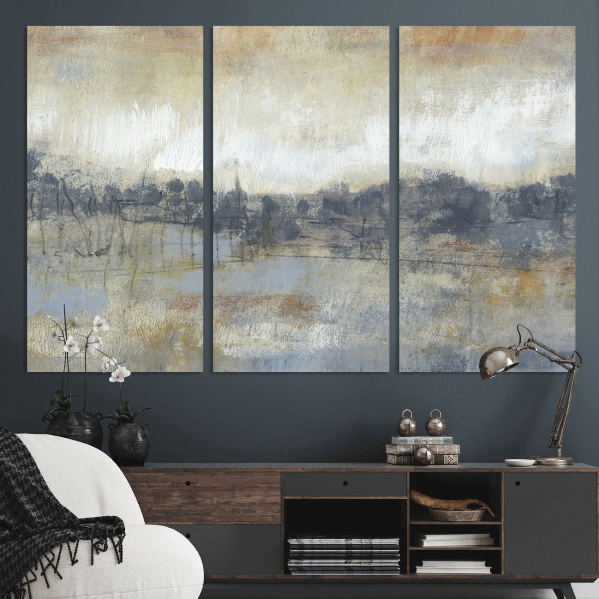 Abstract Neutral Landscape Painting Wall Art