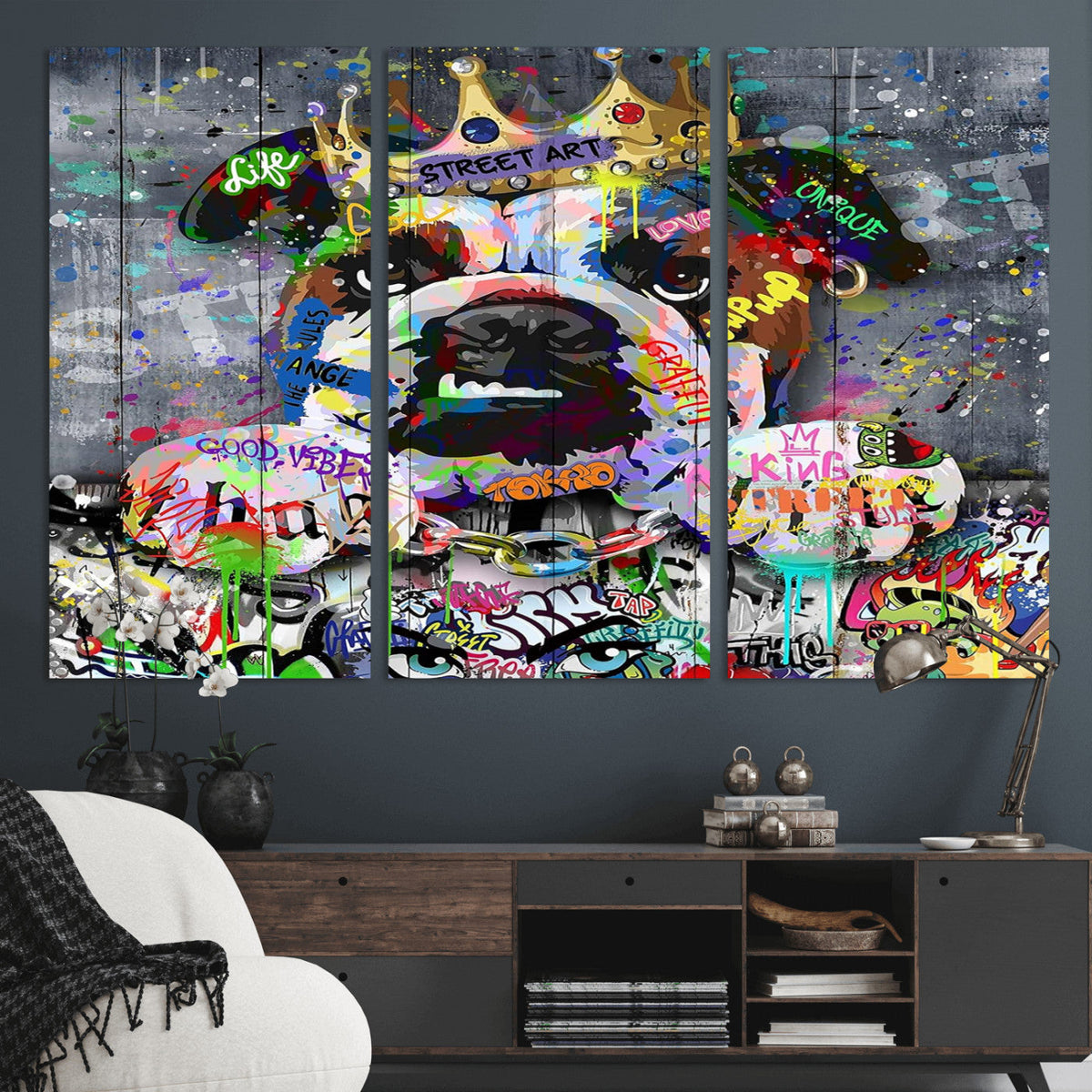 Graffiti Dog Wall Art Decor for Teen Bedroom - Abstract
