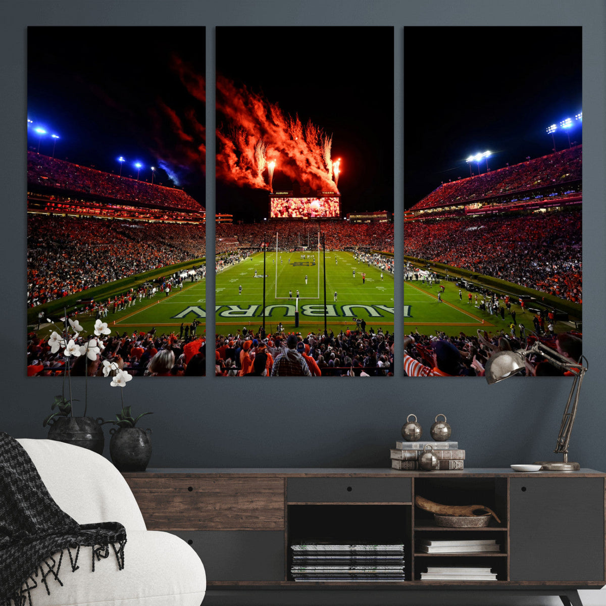 Auburn Stadium Wall Art Canvas Print, College Football Night