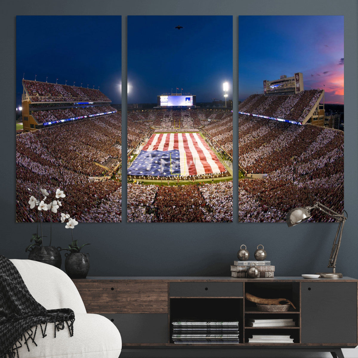 Oklahoma Sooners Memorial Stadium Wall Art Canvas Print,