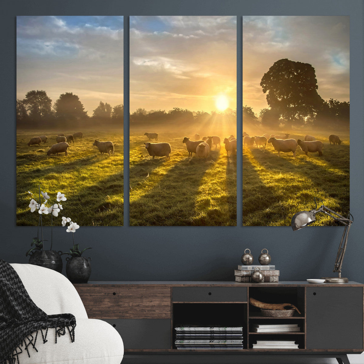 Sheep Wall Art Canvas Print – Rural Farm Animal Artwork