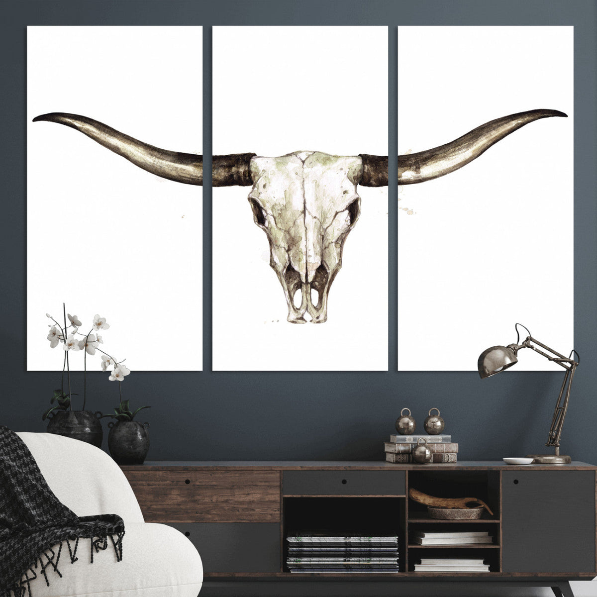 Longhorn Skull Wall Art Canvas Print – Rustic Western