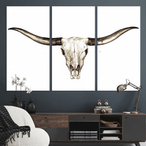 Longhorn Skull Wall Art Canvas Print – Rustic Western