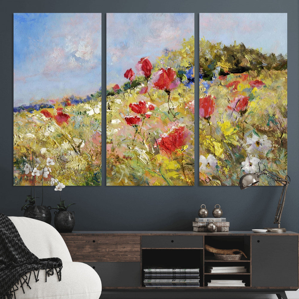 Abstract Mountain Landscape Wall Art Canvas Print – Textured